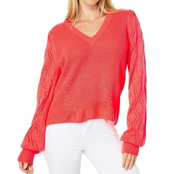 Lilly Pulitzer Sweaters - Lilly Pulitzer Luletta Balloon Sleeve Knit Sweater Spicy Coral Size XL